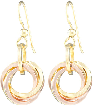 Mixed 14K Yellow and Rose Gold Fill Classic Love Knot Dangle Earrings