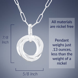 Classic Love Knot Pendant Necklace in Sterling Silver - 18" or 20" Chain Included