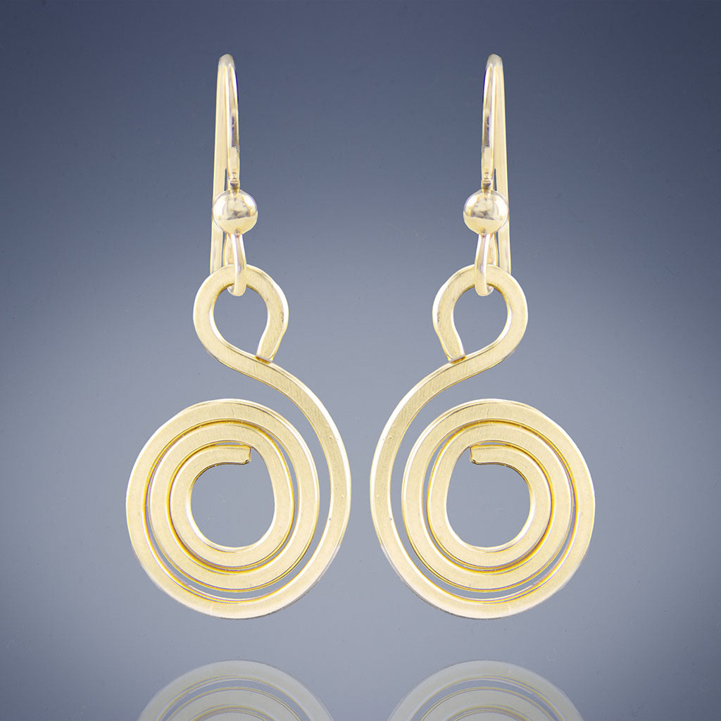 Geometric Spiral Drop Earrings in 14K Yellow Gold Fill