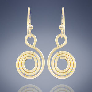 Geometric Spiral Drop Earrings in 14K Yellow Gold Fill