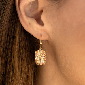 Sparkly Rectangle Shaped Pendant and Earring Set with Handwoven Metal Fabric and Glass in 14K Yellow and Rose Gold Fill