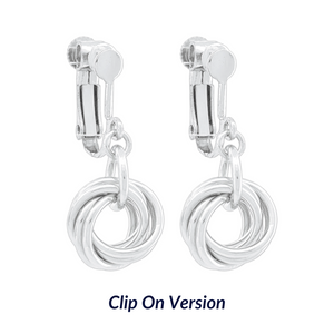 AS SEEN ON LAW AND ORDER: SVU - Dainty Drop Round Love Knot Dangle Earrings in Silver