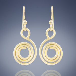 Geometric Spiral Drop Earrings in 14K Yellow Gold Fill