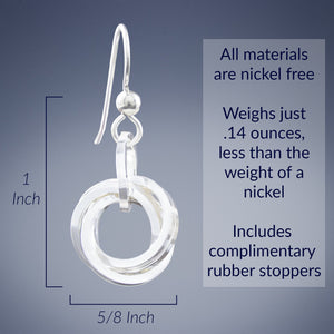 Classic Love Knot Jewelry Gift Set with Earrings and Pendant Necklace in Argentium Sterling Silver