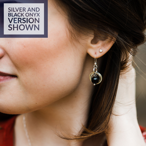 40% OFF - Handcrafted Black Onyx Genuine Gemstone Dangle Earrings in Argentium Sterling Silver