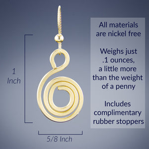 Geometric Spiral Drop Earrings in 14K Yellow Gold Fill