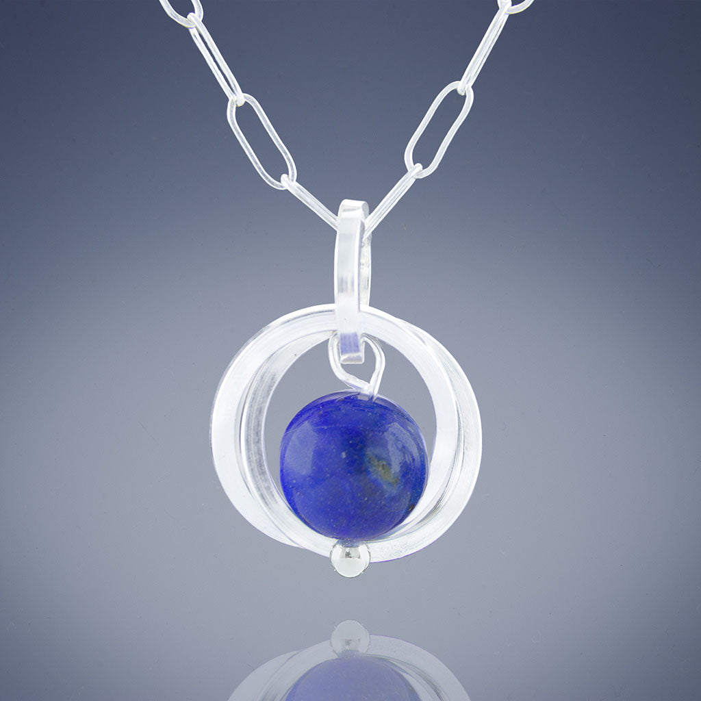 Royal Blue Lapis Lazuli Pendant Necklace in Argentium Sterling Silver