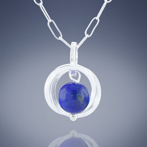 Royal Blue Lapis Lazuli Pendant Necklace in Argentium Sterling Silver
