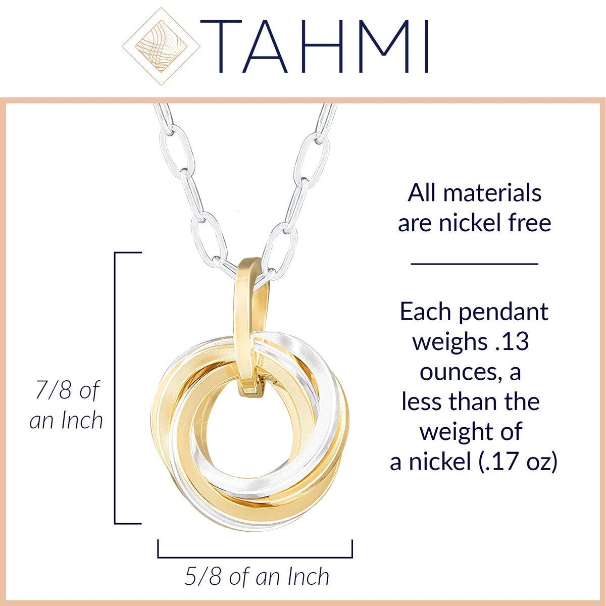Two Tone Classic Love Knot Pendant Necklace in Sterling Silver and 14K Yellow Gold Fill - 18" or 20" Chain Included
