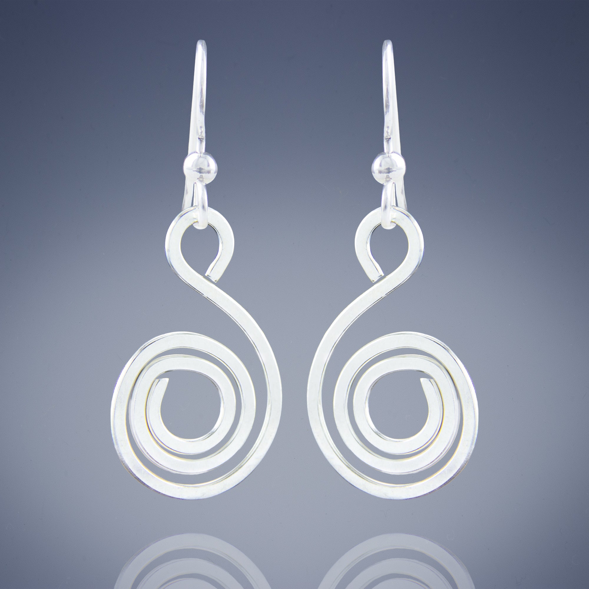 Geometric Spiral Drop Earrings in Argentium Sterling Silver