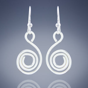 Geometric Spiral Drop Earrings in Argentium Sterling Silver