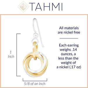 Two Tone Love Knot Earrings in Argentium Sterling Silver & 14K Gold Fill