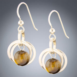 Handcrafted 8MM Tiger Eye Earrings in 14K Yellow Gold Fill