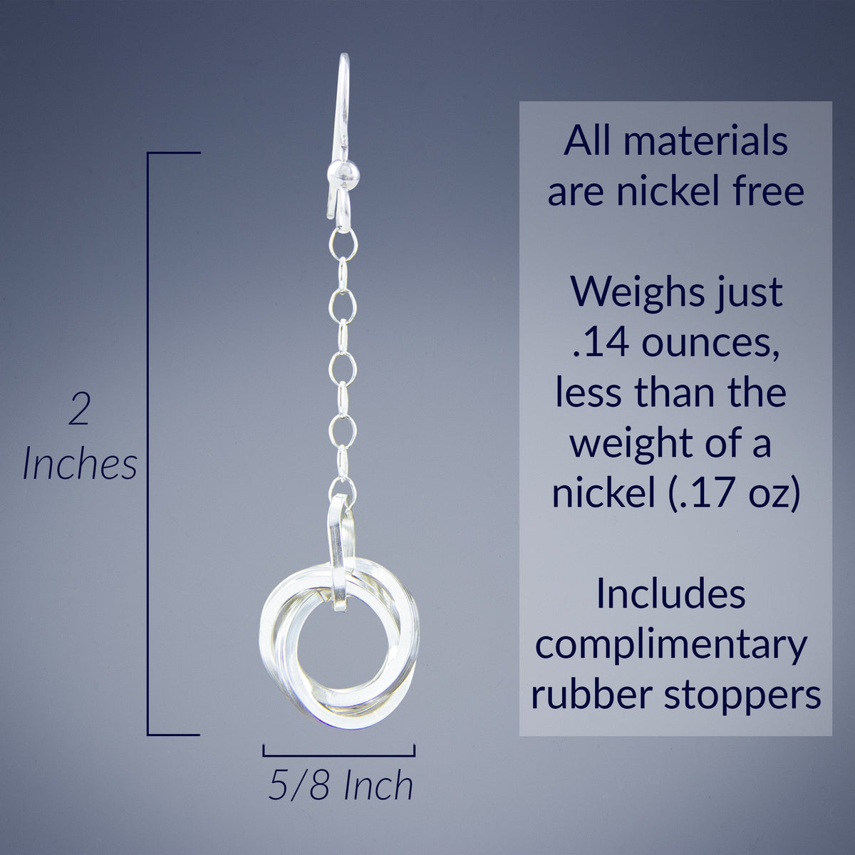 2" Long Argentium Sterling Silver Love Knot Dangle Earrings - Tarnish Resistant