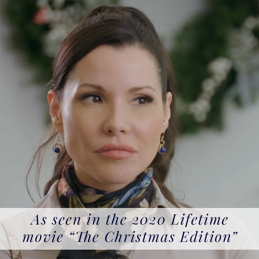 AS SEEN IN the Lifetime Movie "The Christmas Edition" - Royal Blue Lapis Lazuli Dangle Earrings in 14K Gold Fill