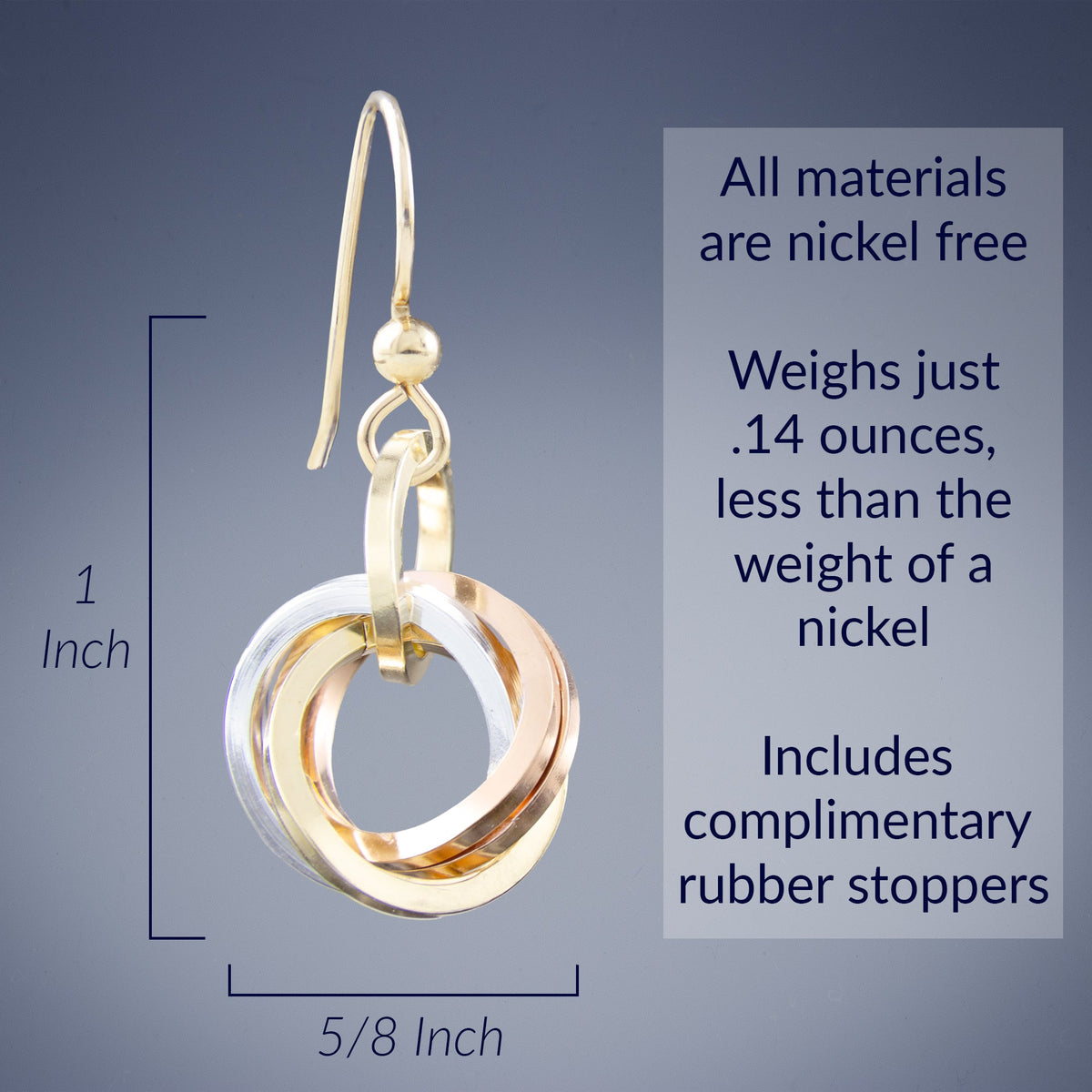 Tri Color Classic Love Knot Jewelry Gift Set - Includes Both Earrings and Pendant Necklace