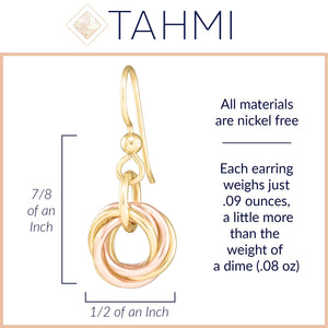 14K Yellow & Rose Gold Fill Love Knot Drop Earrings