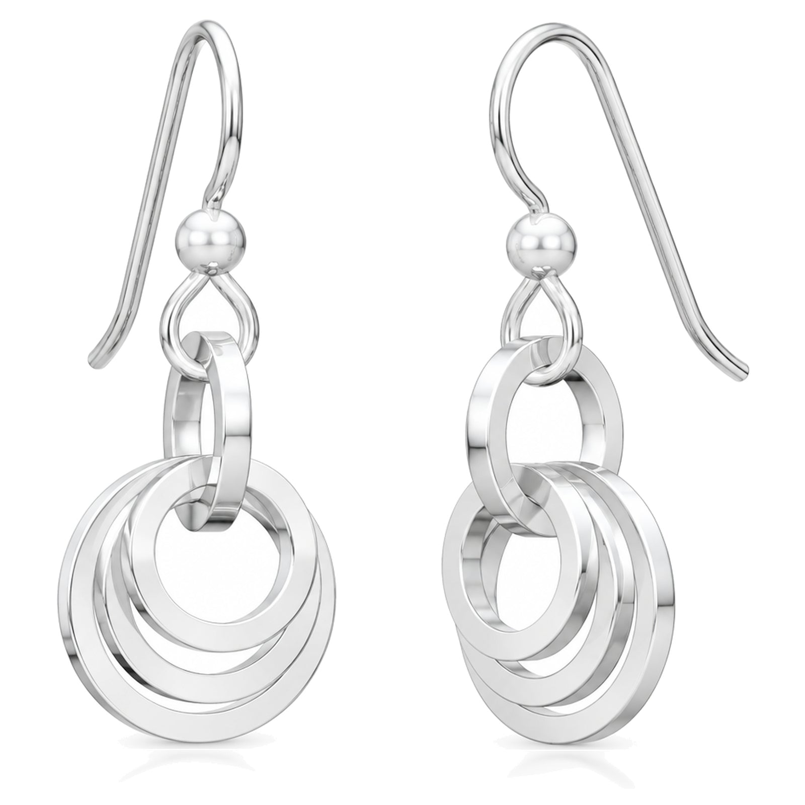 Concentric circle dangle earrings in Argentium sterling silver on french hook ear wires