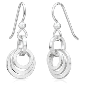 Concentric circle dangle earrings in Argentium sterling silver on french hook ear wires
