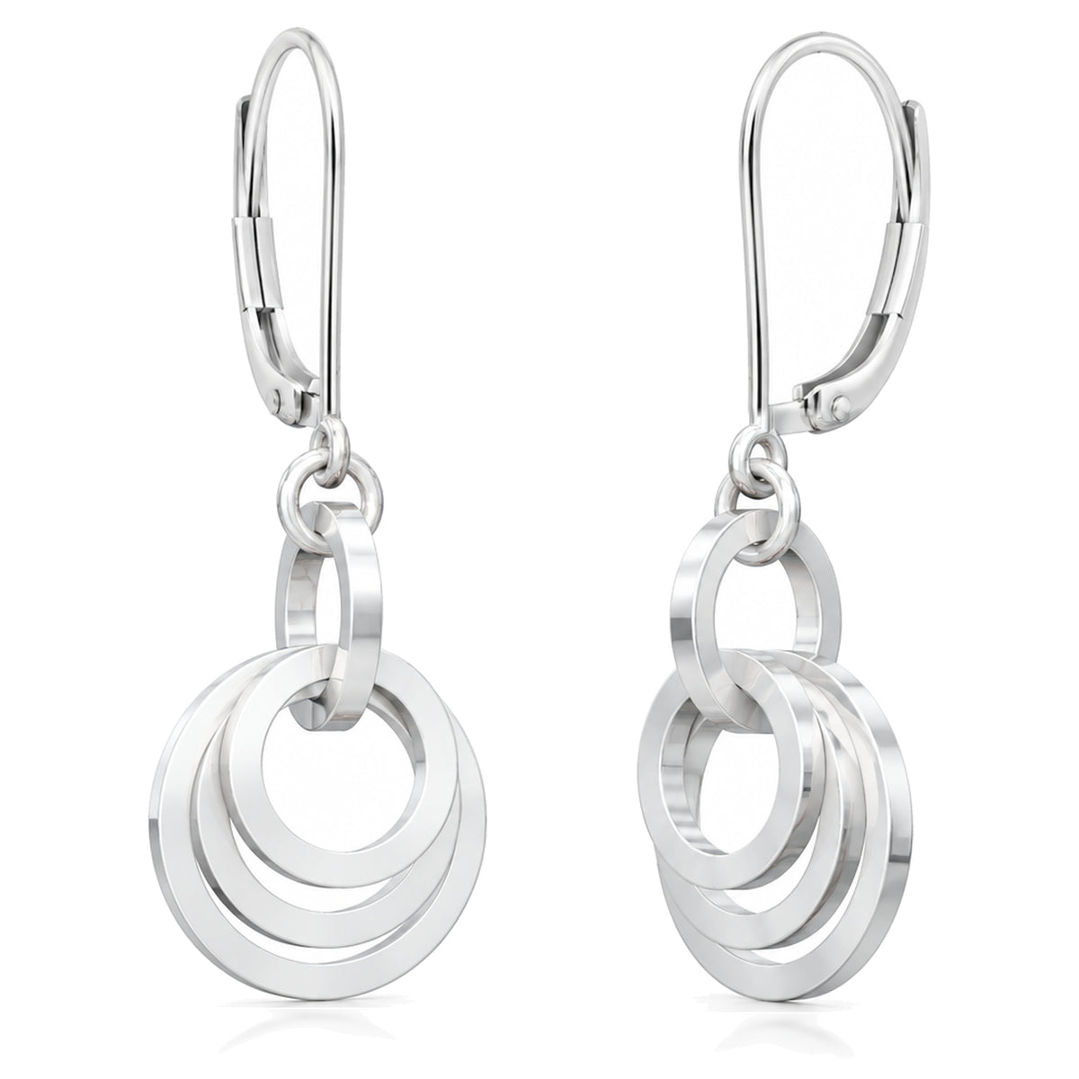 Concentric circle dangle earrings in Argentium sterling silver on leverbacks