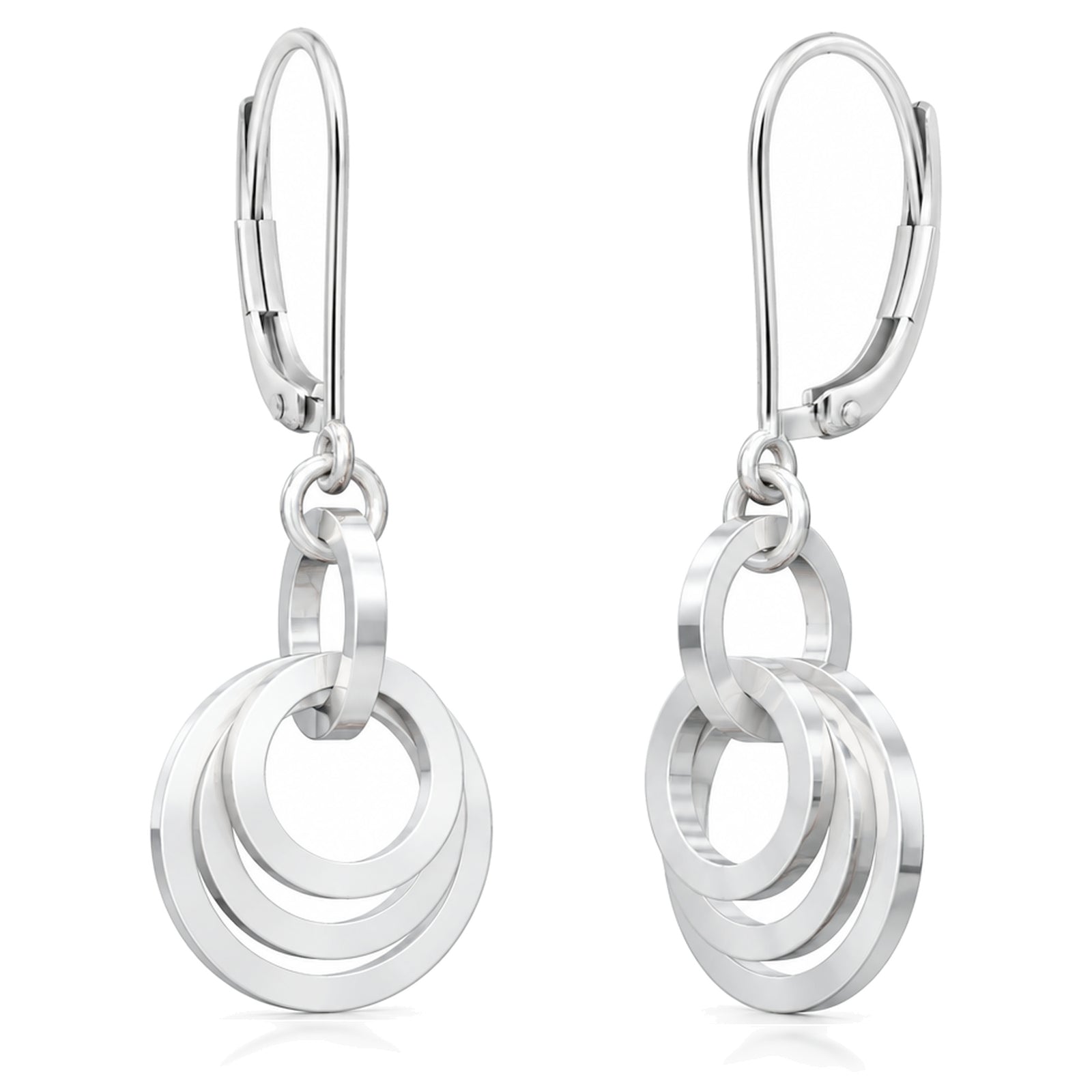 Concentric circle dangle earrings in Argentium sterling silver on french hook ear wires