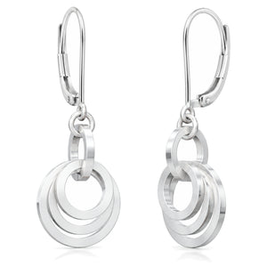 Concentric circle dangle earrings in Argentium sterling silver on leverbacks