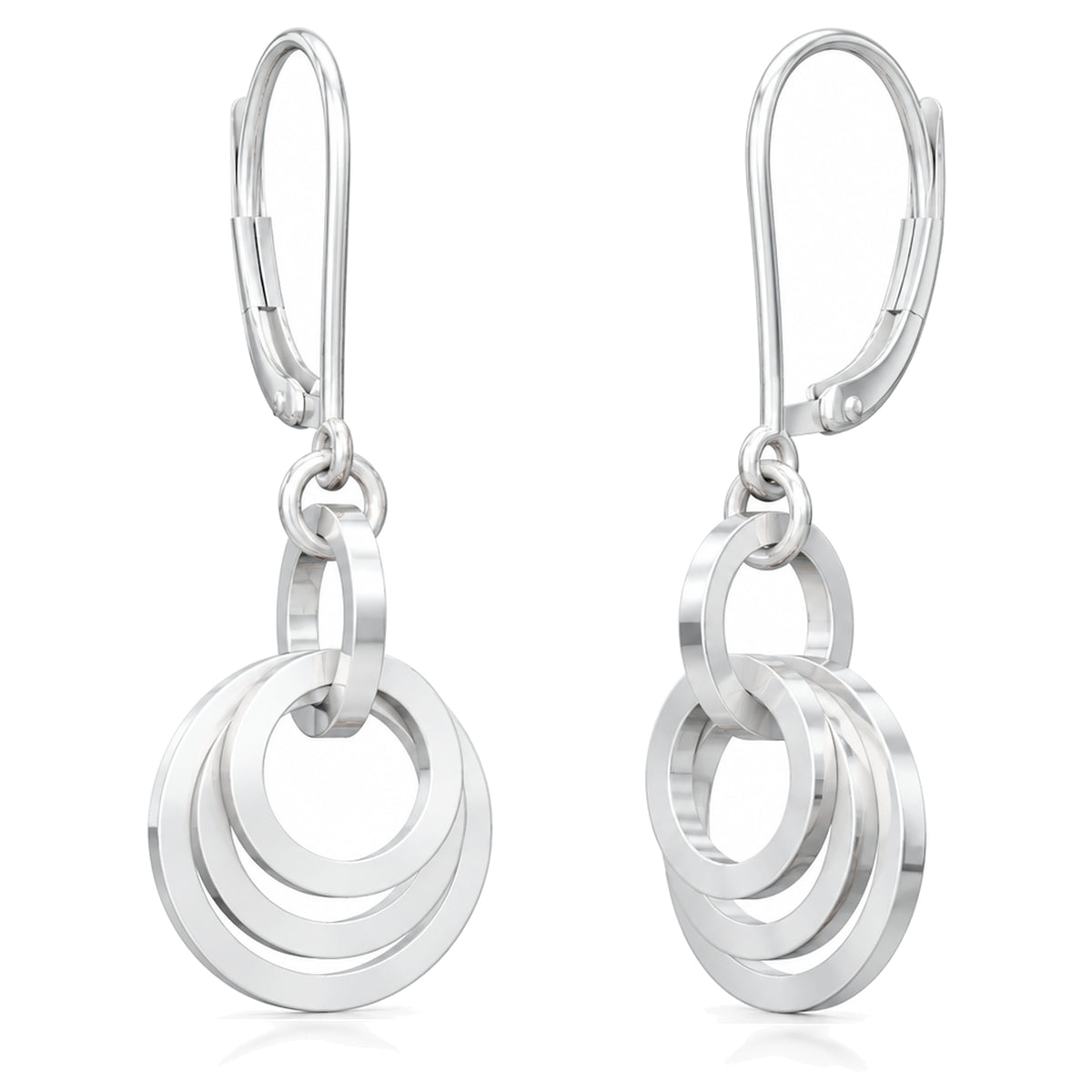 Concentric circle dangle earrings in Argentium sterling silver on leverbacks