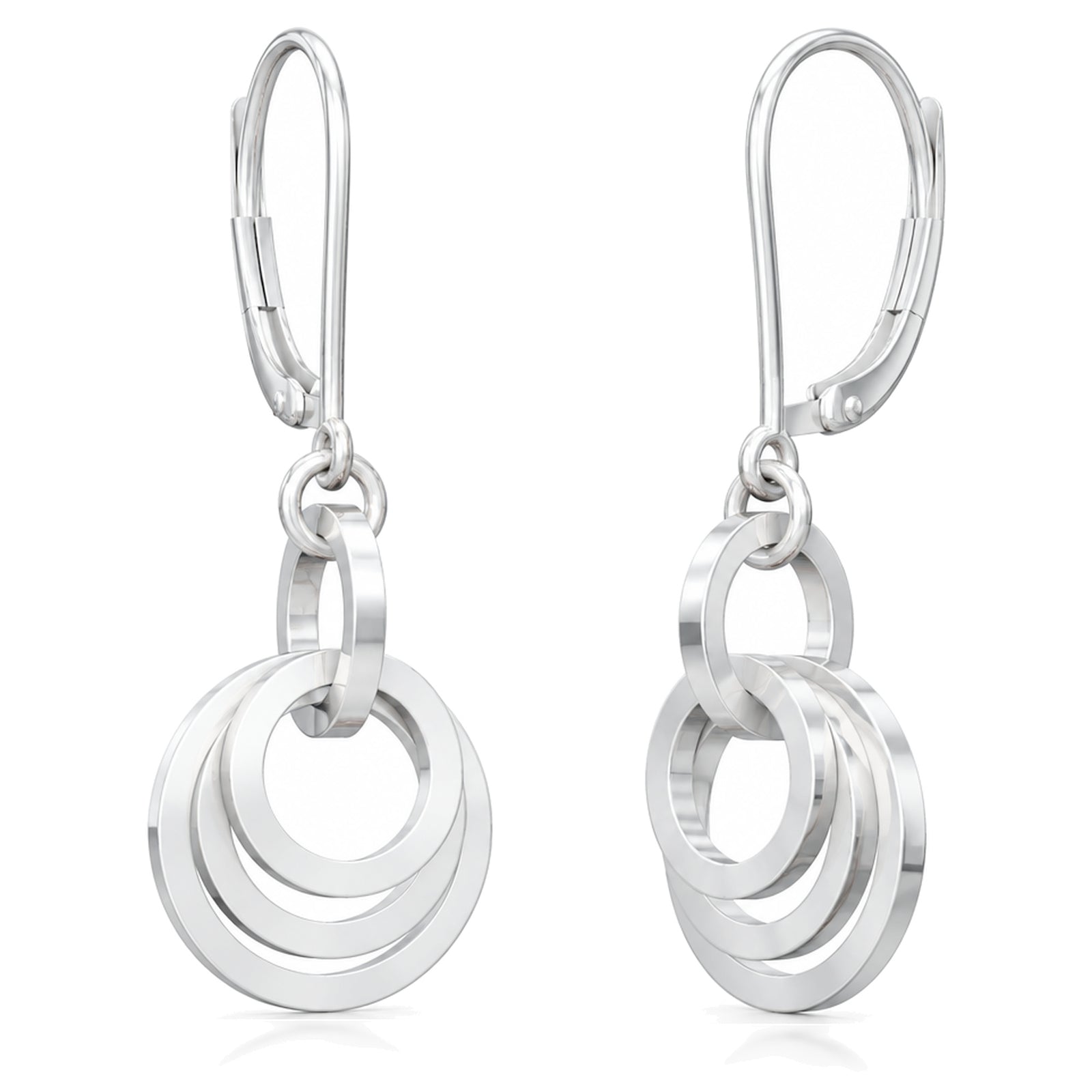 Concentric circle dangle earrings in Argentium sterling silver on french hook ear wires