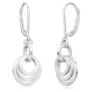 Concentric circle dangle earrings in Argentium sterling silver on leverbacks