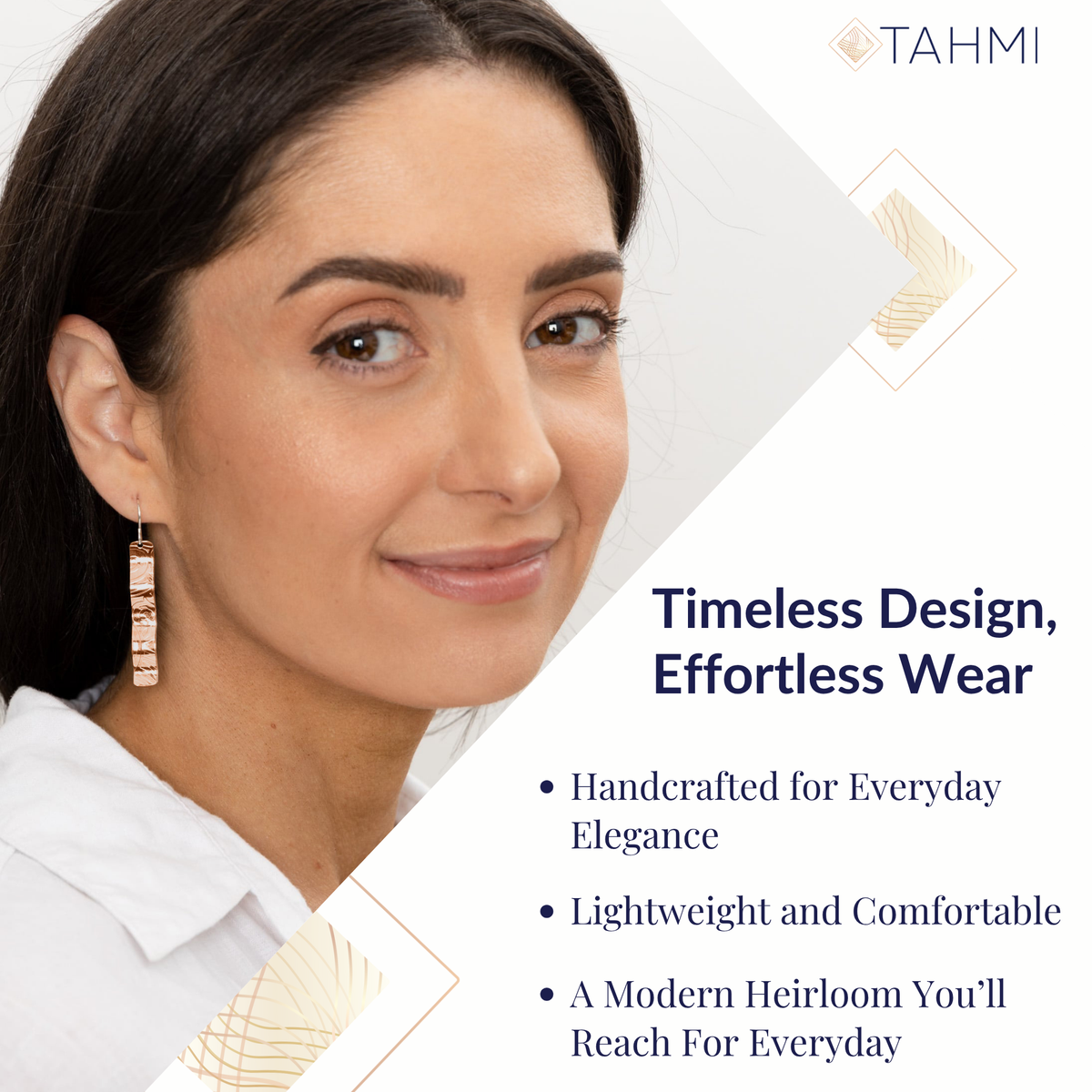 Handcrafted 2 Inch Long Bright Copper Textured Dangle Earrings