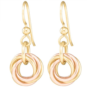 40% OFF! 14K Yellow and Rose Gold Fill Dainty Round Love Knot Drop and Dangle Earrings