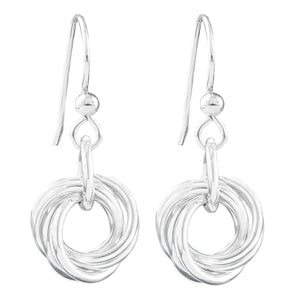 AS SEEN ON LAW AND ORDER: SVU - Dainty Drop Round Love Knot Dangle Earrings in Silver