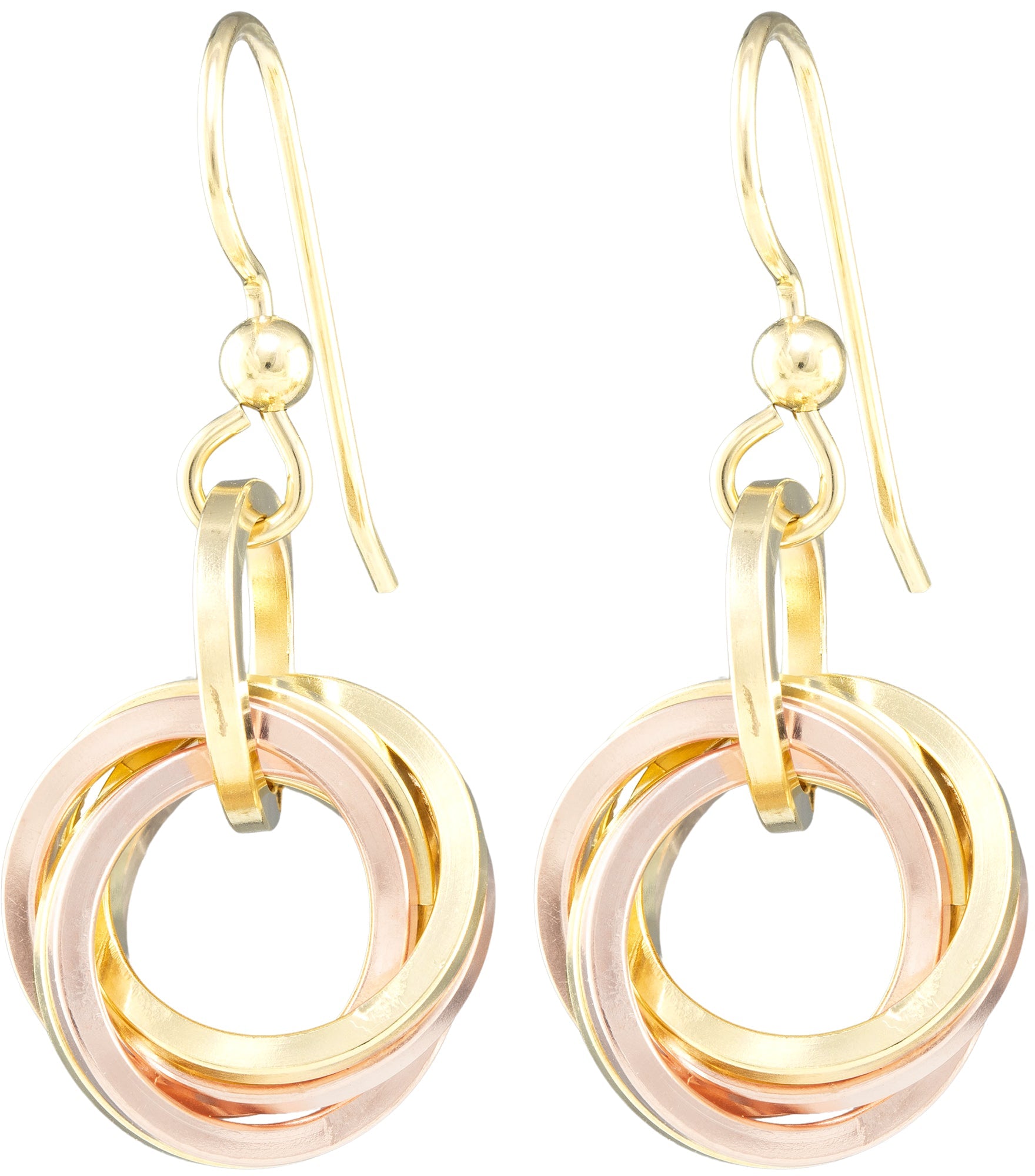 40% OFF - Mixed 14K Yellow and Rose Gold Fill Classic Love Knot Dangle Earrings