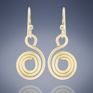 Geometric Spiral Drop Earrings in 14K Yellow Gold Fill