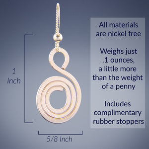40% OFF - Geometric Spiral Drop Earrings in 14K Pink Rose Gold Fill