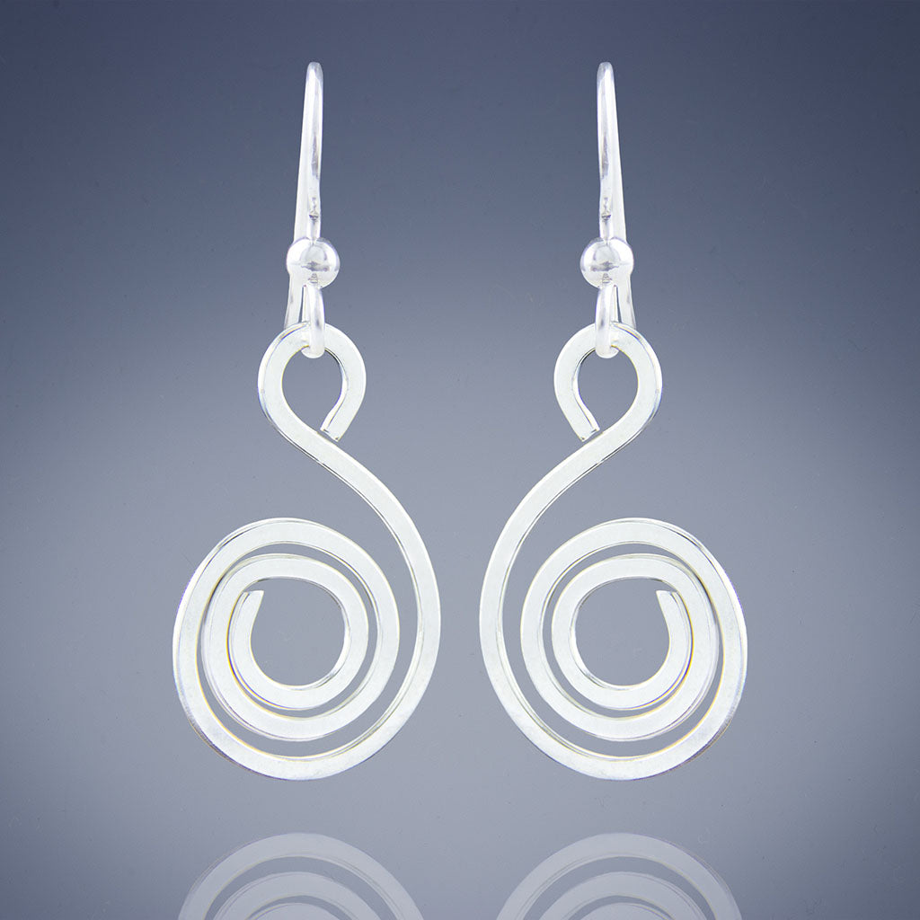 Geometric Spiral Drop Earrings in Argentium Sterling Silver