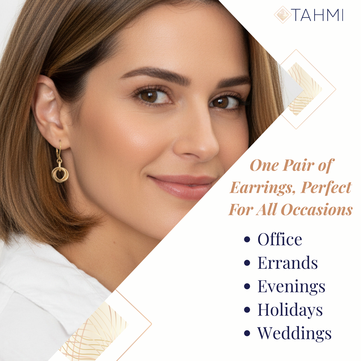 Gold love knot earrings for the office, errands, evenings, holidays and weddings