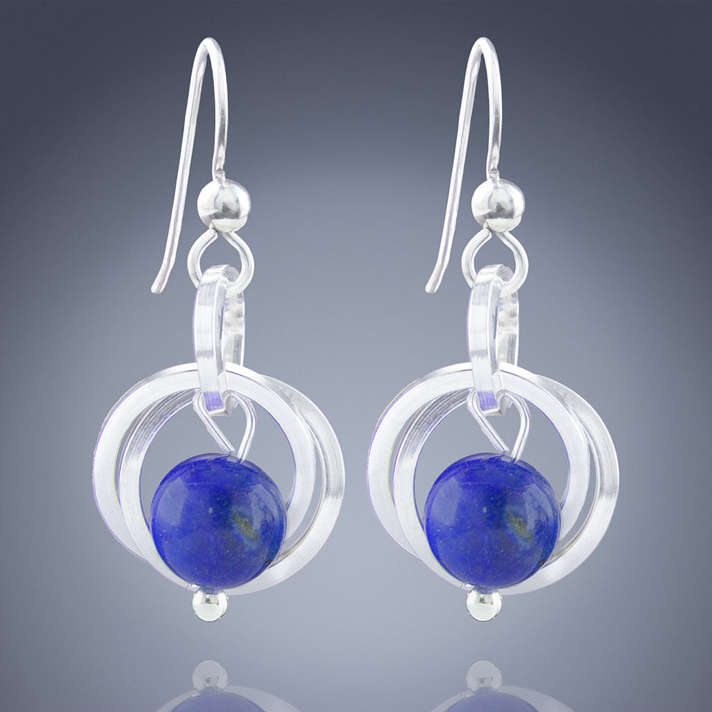 Royal Blue Lapis Lazuli Handcrafted Earrings in Argentium Sterling Silver