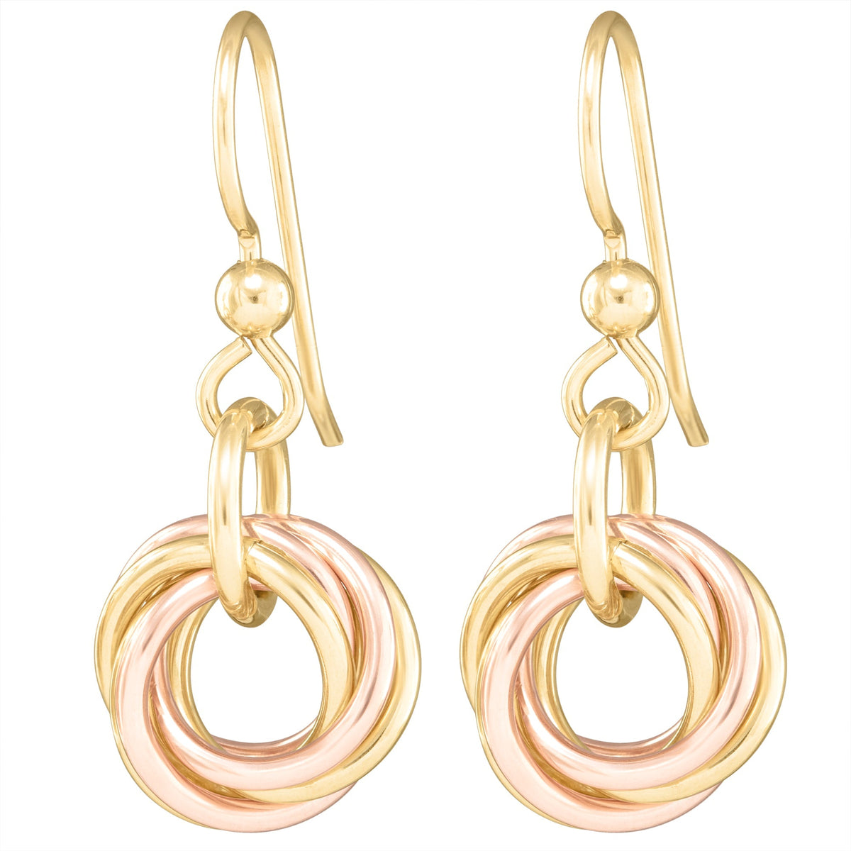 14K Yellow & Rose Gold Fill Love Knot Drop Earrings
