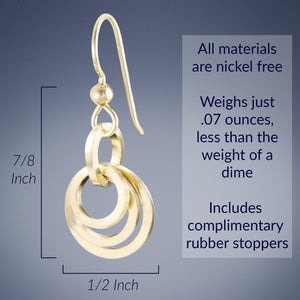 As Seen In The Lifetime Movie "Picture Perfect Holiday" - Concentric Circle Dangle Earrings in 14K Yellow Gold Fill