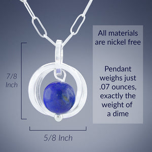 Royal Blue Lapis Lazuli Pendant Necklace in Argentium Sterling Silver