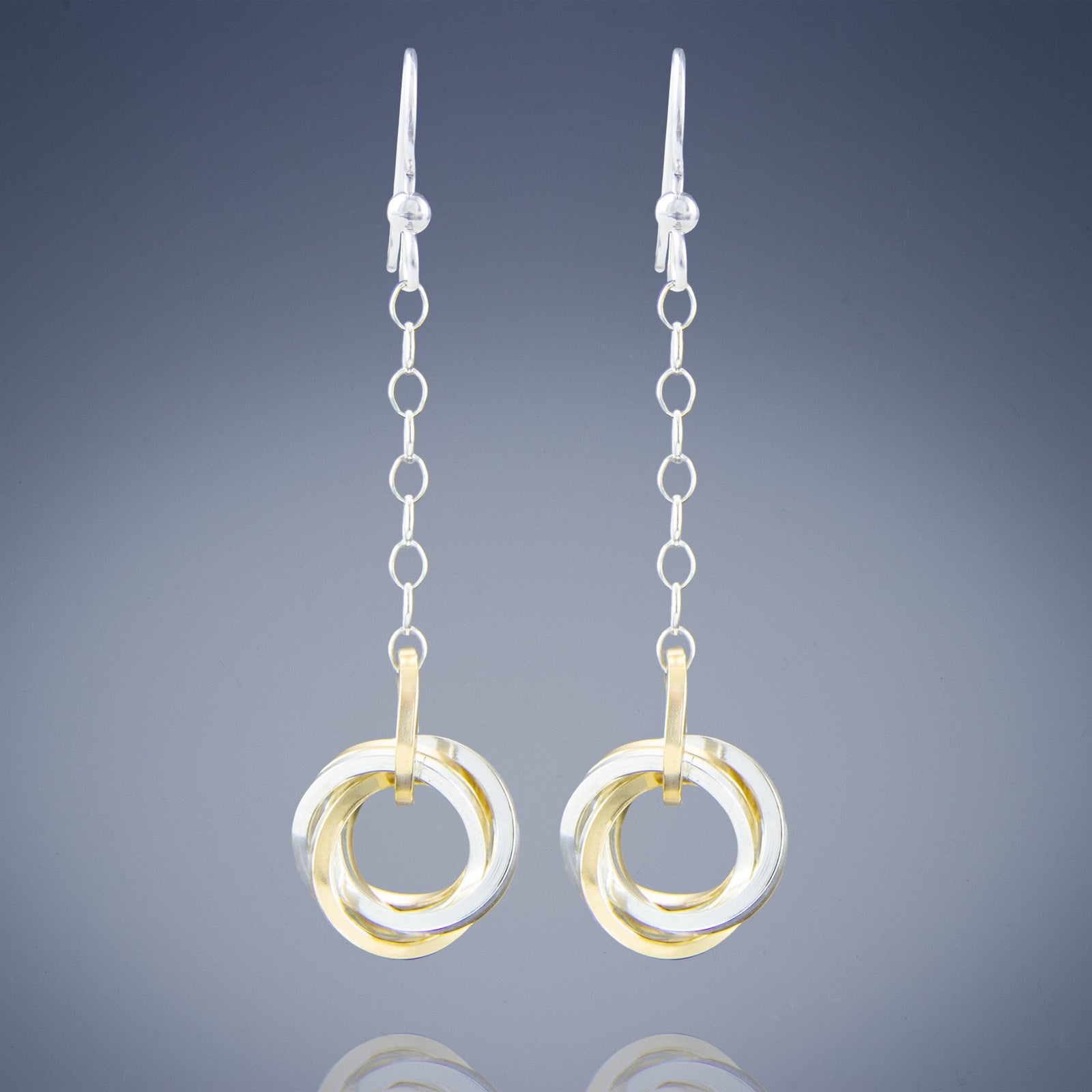 2 Inch Two Tone Love Knot Dangle Earrings - Artisan Crafted