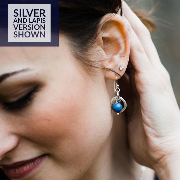 Small Blue Lapis Lazuli & Sterling Silver Drop Earrings With Gift Box - Handmade UK