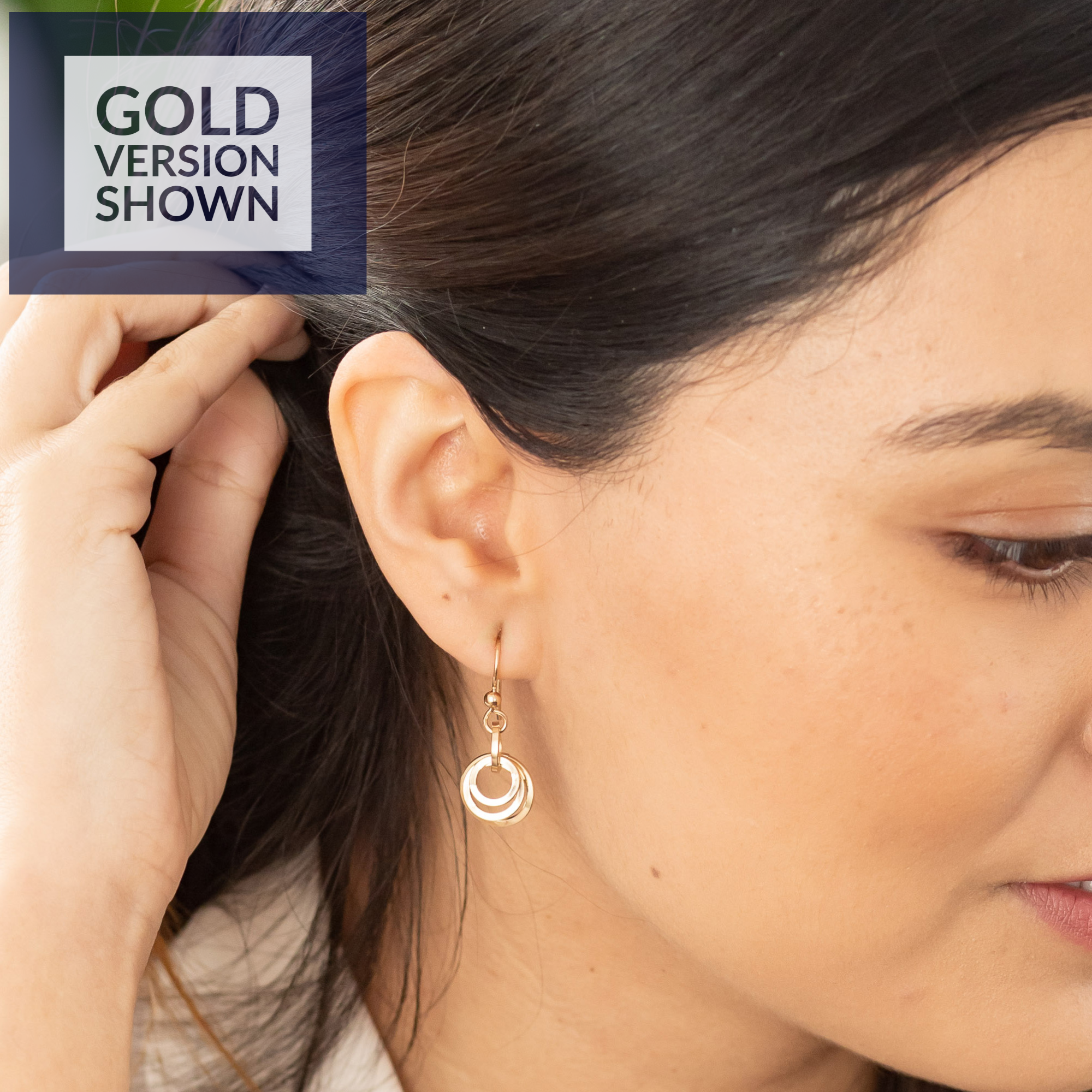 As Seen In The Lifetime Movie "Picture Perfect Holiday" - Concentric Circle Dangle Earrings in 14K Yellow Gold Fill