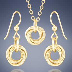 AS SEEN IN The Order: 14K Gold-Filled Love Knot Jewelry Set - Necklace & Earrings