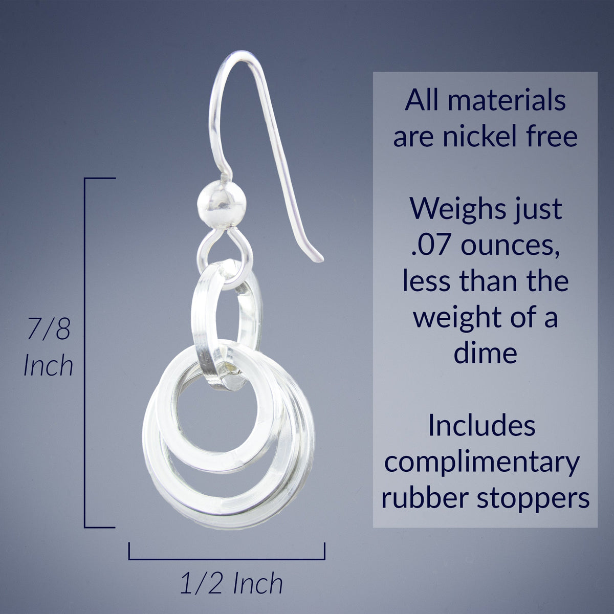 Minimalist Concentric Circle Dangle Earrings in Argentium Sterling Silver