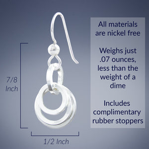 Minimalist Concentric Circle Dangle Earrings in Argentium Sterling Silver