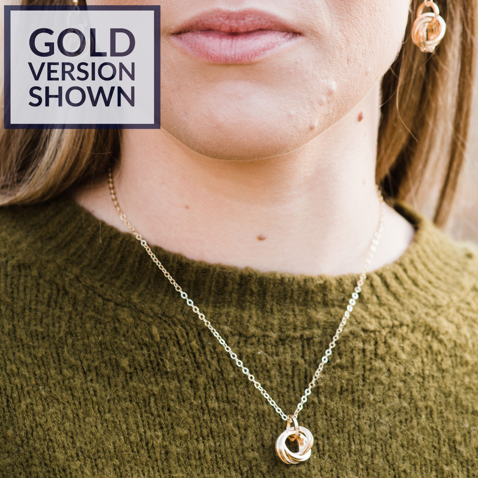 Mixed 14K Yellow and Rose Gold Fill Classic Love Knot Pendant Necklace - 18" or 20" Chain Included