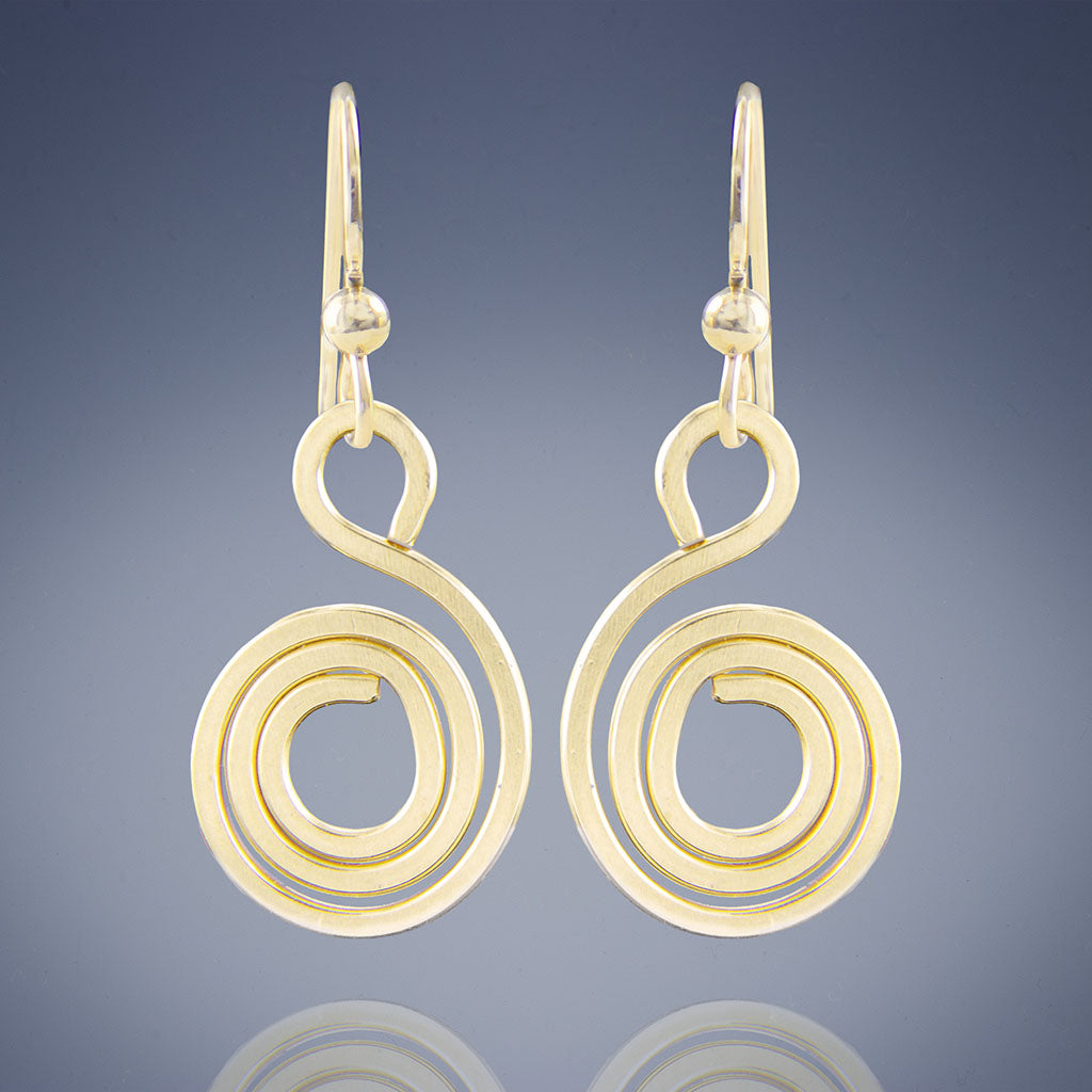 Handcrafted Geometric 14K Gold Fill Spiral Earrings