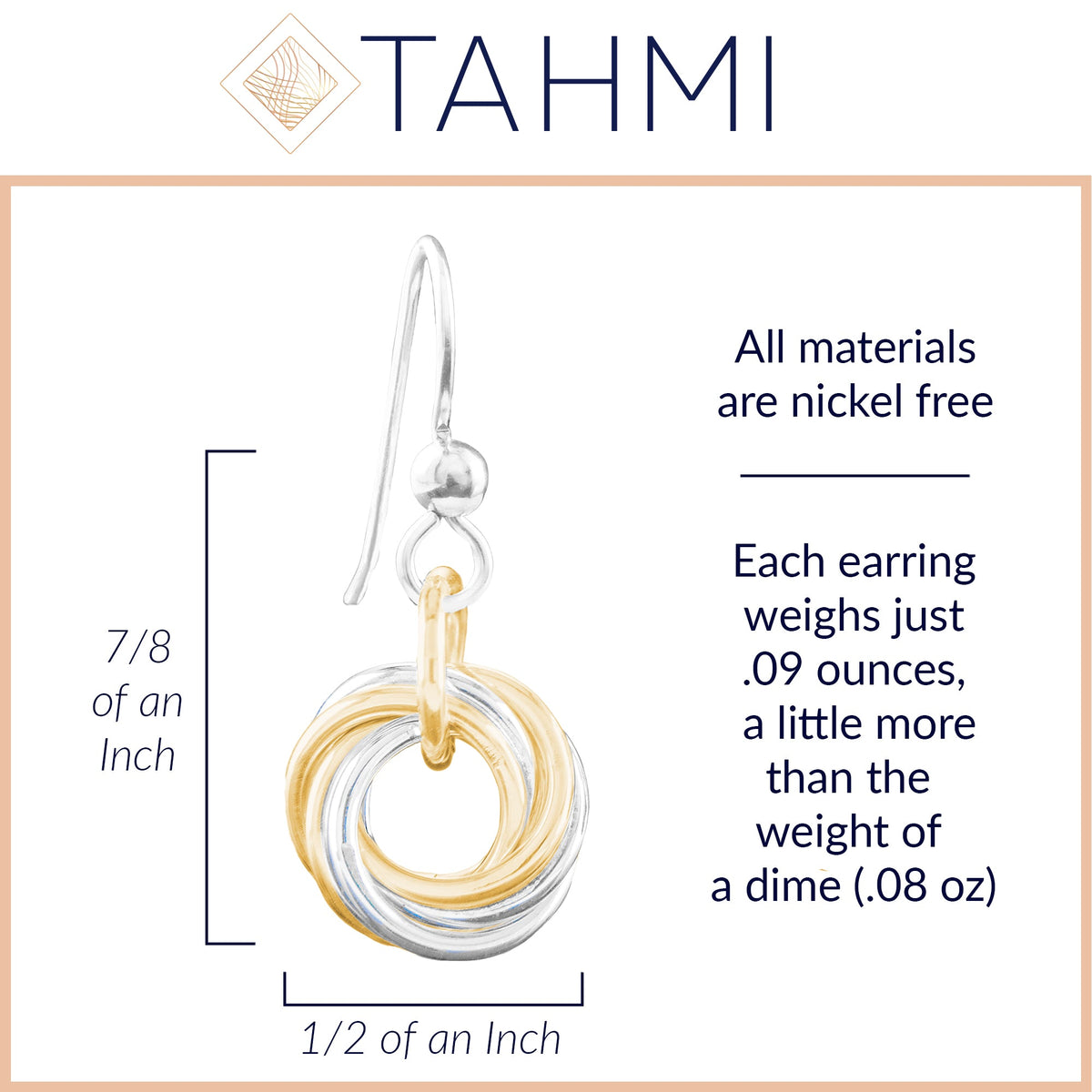 Dainty Two Tone Love Knot Earrings in Argentium Silver & 14K Gold Fill